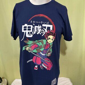 Demon Slayer Tanjiro Kamado Men's Dark Blue T Shirt Size XL